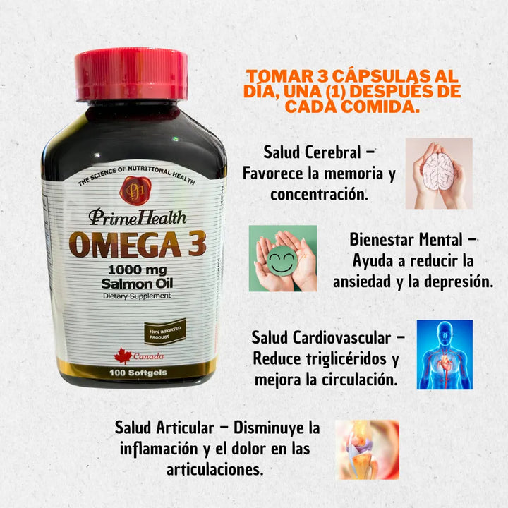 Omega 3 Prime Health X100 1000mg - Imagen 2