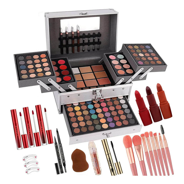 Kit Maquillaje Profesional 132 Colores Sombras Labiales Brochas Regalo