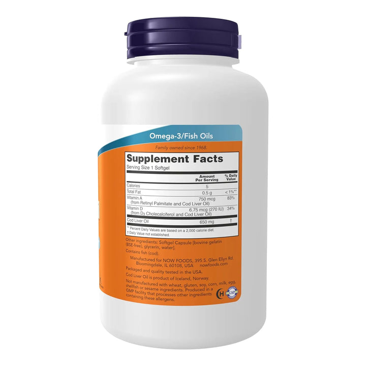 Aceite Hígado Bacalao 650 Mg Fuente Vitaminas A D-3 250 Cáps - Imagen 2