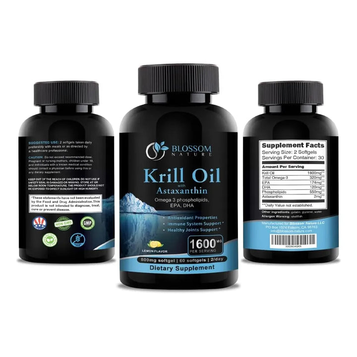 Aceite De Krill 1600 Mg Con Astaxantina 2 Mg Ácidos Grasos O - Imagen 8