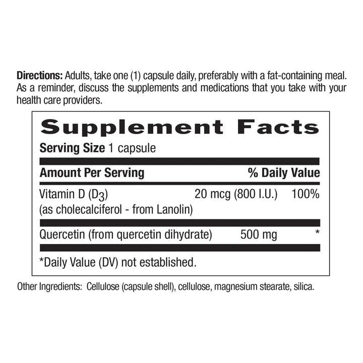 Cápsulas Quercetina 500 Mg Vitamina D3 800 Ui Apoyo Inmunoló - Imagen 3
