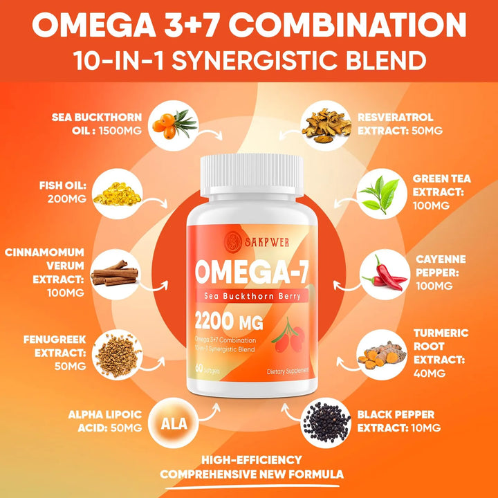 Aceite De Espino Cerval De Mar Omega 7 Y Pescado Omega 3 Con - Imagen 3