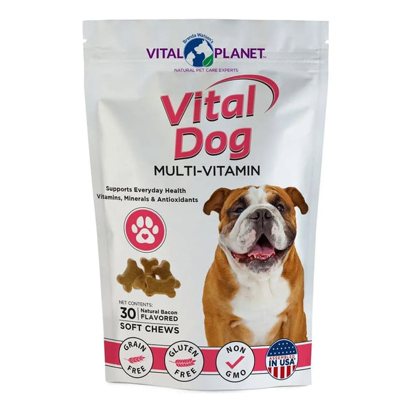 Multivitaminico Vital Dog Masticables Suaves Sabor Tocino 30 Unidades Nutricion Completa
