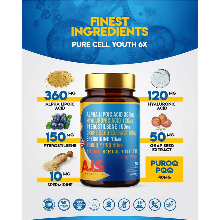 Cápsulas Antienvejecimiento 90 Piezas Con Pqq 40 Mg Ácido R- - Imagen 6