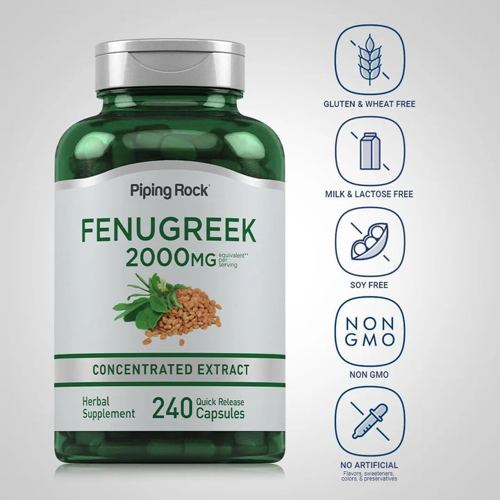 Semillas De Fenogreco 2000 Mg 240 Cápsulas Extracto De Hierb - Imagen 3
