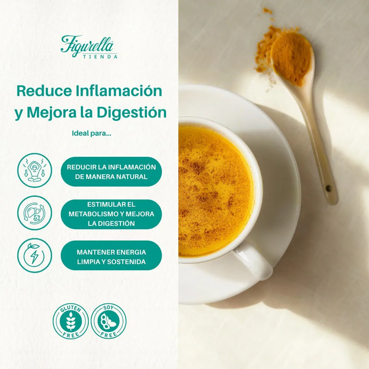 Leche Dorada Antiinflamatoria Cúrcuma Jengibre 300g Curcuma, Jengibre, Pimienta Y Crema De Coco - Imagen 5