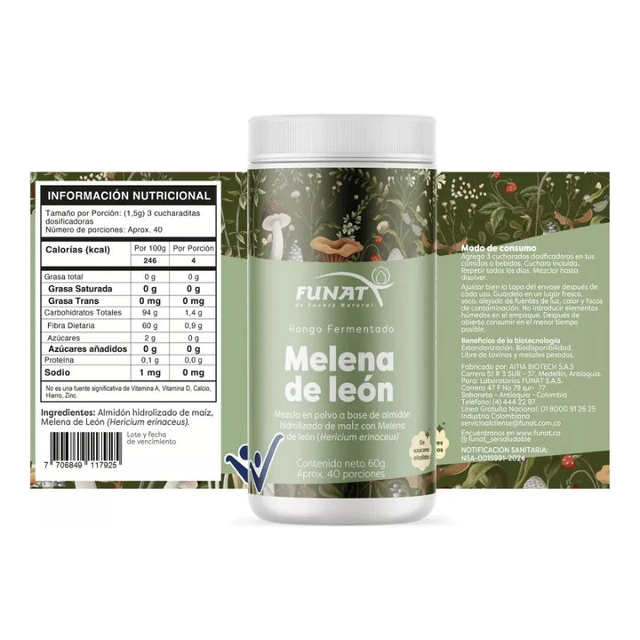 Melena De Leon Polvo 60 Gr Funa - Imagen 2