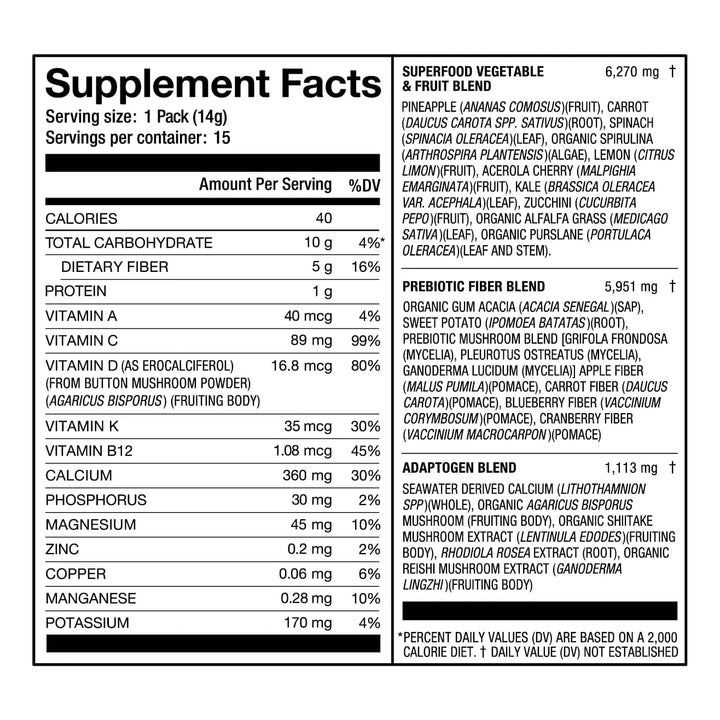 Polvo De Greens Diarios Prebióticos 15 Sobres Vitaminas Mine - Imagen 7