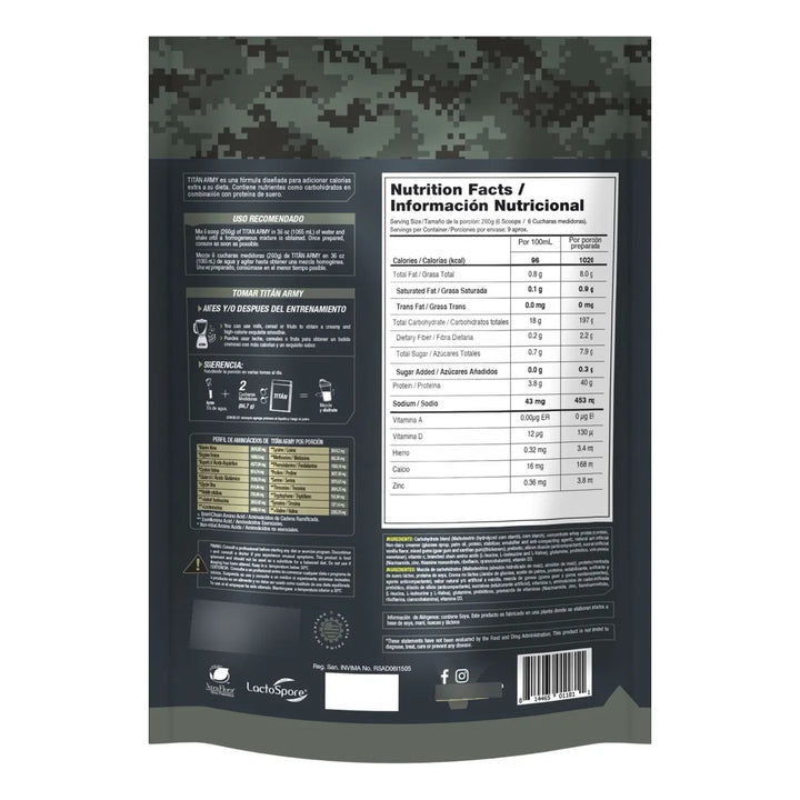 Proteina Gainer Titan Army 5 Lb - Imagen 2