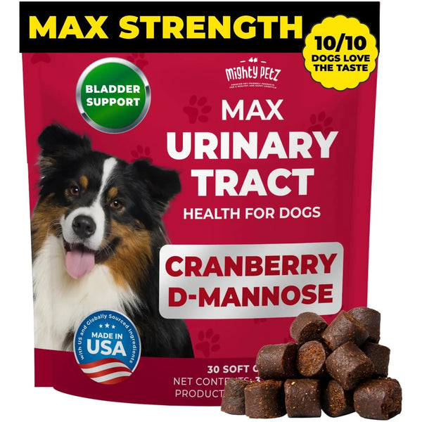 Mighty Petz Max Arándano Tratamiento UTI Canino Suplemento Urinario Con D Manosa