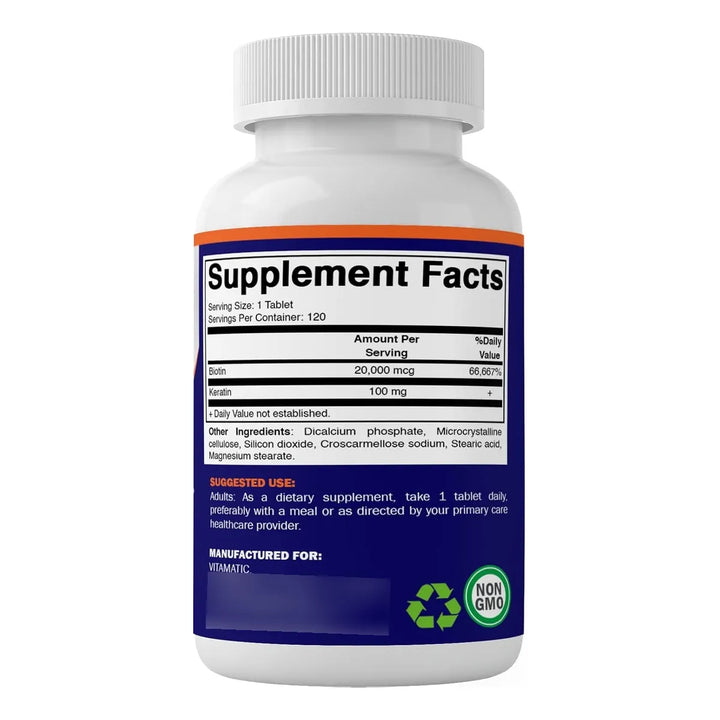Biotina Alta Potencia 20000 Mcg Con Queratina 100 Mg 120 Tab - Imagen 4