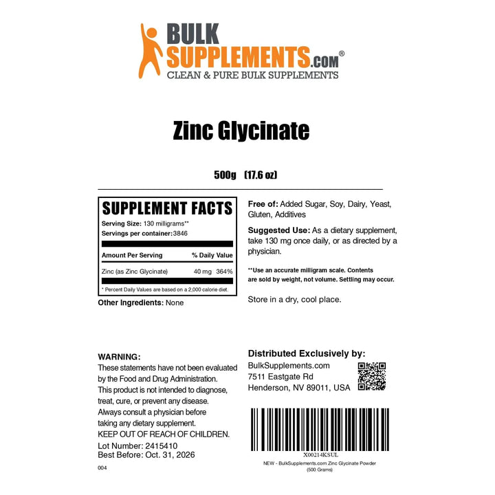 Polvo De Glicinato De Zinc 40 Mg 130 Mg Por Porción Apoyo In - Imagen 6