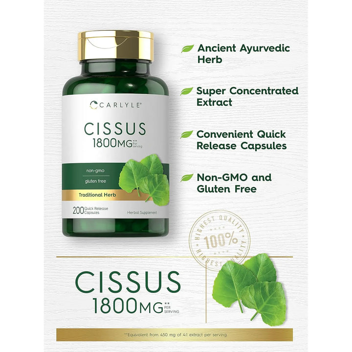 Cissus Quadrangularis 1800mg 200 Cápsulas Extracto Hierbas T - Imagen 3