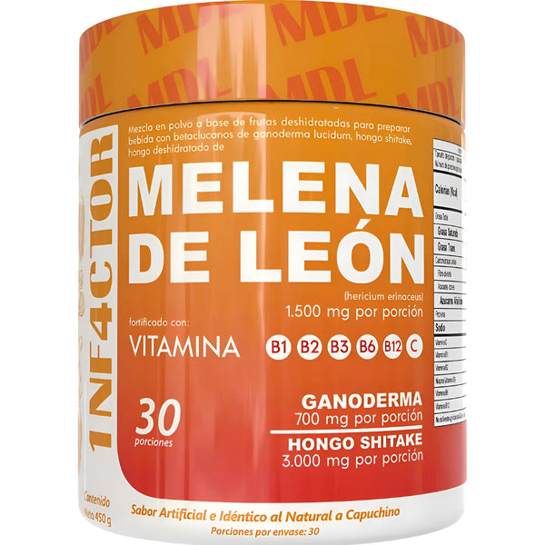 Melena De Leon Polvo + Ganoderma Lucidum + Hongo Chitake 450 Gramos Puro- Sabor Capuchino - Imagen 1