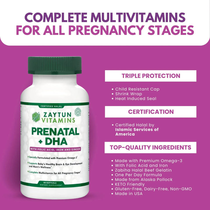 Vitaminas Prenatales Halal Con Dha Hierro Ácido Fólico Jengi - Imagen 7