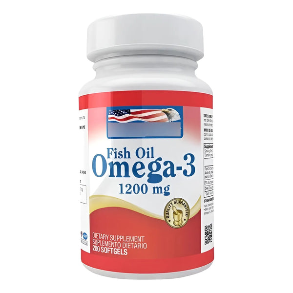 Omega 3 1200mg Fish Oil X 200 Sofgels - Healthy America Sin Sabor - Imagen 1