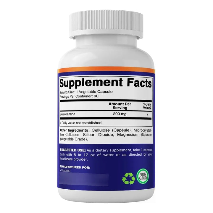 Benfotiamina 300 Mg 90 Cápsulas Vitamina B1 Soluble En Grasa - Imagen 9