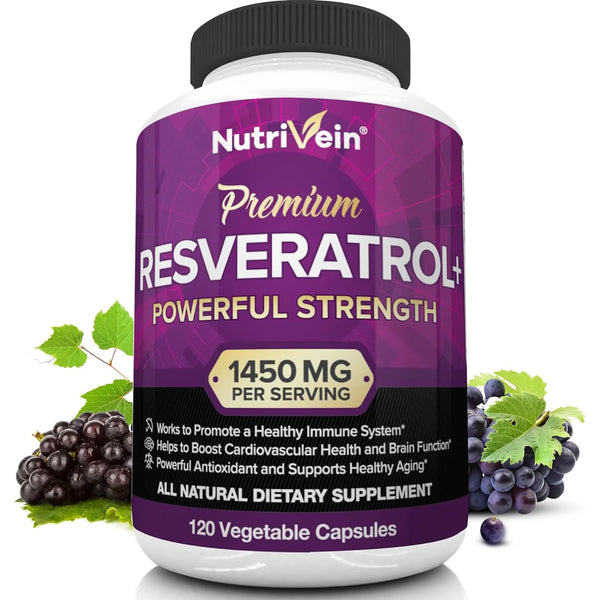 Resveratrol 1450Mg Antioxidante Antienvejecimiento 120 Capsulas Nutrivein
