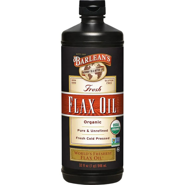 Aceite Linaza Organica Puro Prensado En Frio Barlean 946 Ml - Imagen 1