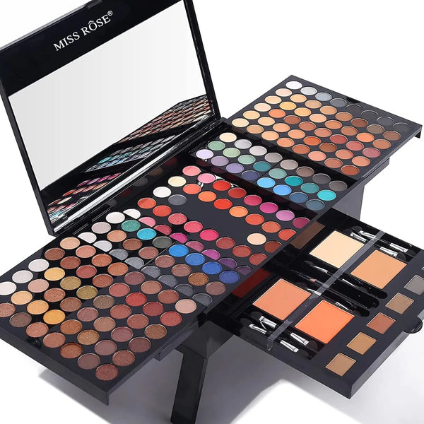 Juego De Maquillaje Miss Rose 190 Colores Con Espejo Y Delineador