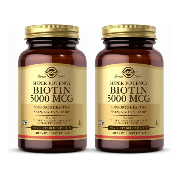 Biotina 5000 Mcg 50 Cápsulas Vegetales Paquete De 2 Para Cab - Imagen 1