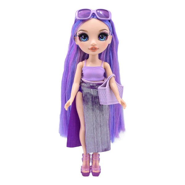 Muñeca Rainbow High Swim And Style Violet Con Accesorios Intercambiables Y Cabello Peinable