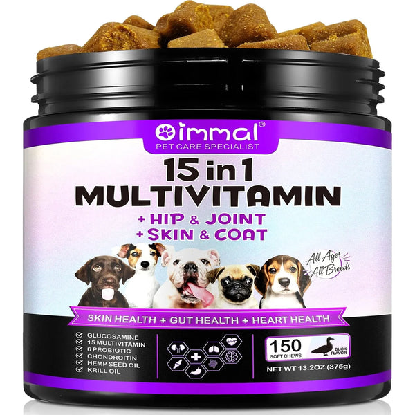 Multivitaminico Masticable Para Perros 150 Piezas 15 Vitaminas Y Probióticos