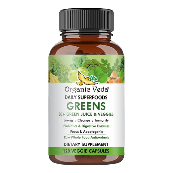 Cápsulas Orgánicas Super Greens 8 En 1 Con Moringa Té Verde - Imagen 1