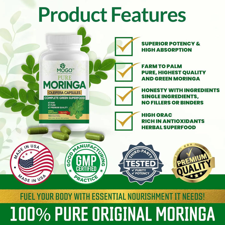 Cápsulas De Moringa Orgánica 180 Unidades Para Energía Inmun - Imagen 6