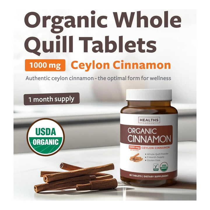 Canela Orgánica Ceilán 1000 Mg 60 Tabletas Apoyo Metabólico - Imagen 2