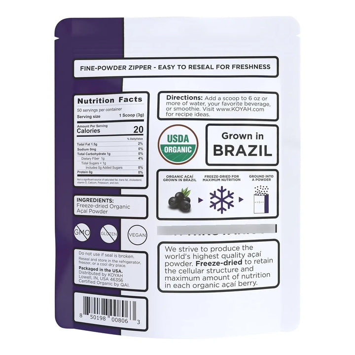 Acai En Polvo Orgánico 150 Gramos Cultivado En Brasil Liofil - Imagen 2