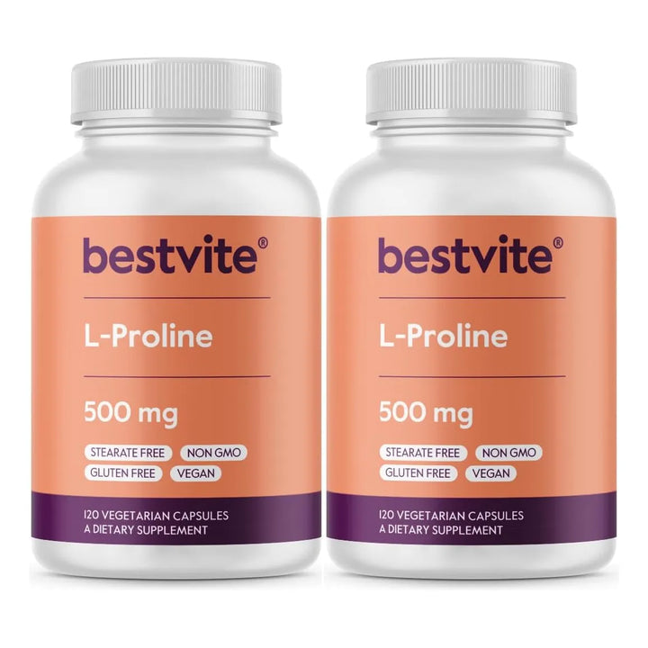 L-prolina 500mg 240 Cápsulas Libres De Estearatos Y Rellenos - Imagen 1
