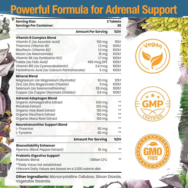 Complemento Natural Hierbas Adaptógenas Apoyo Suprarrenal Co - Imagen 2