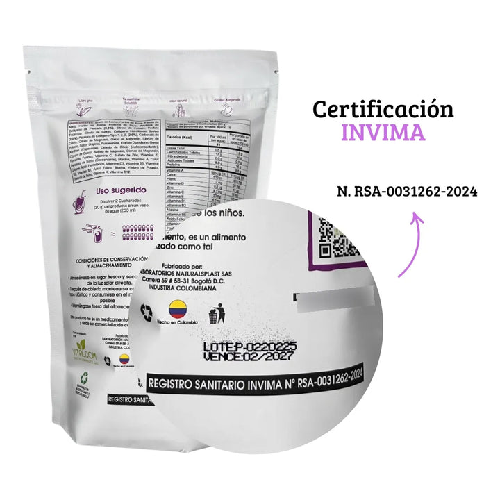 Multi Collagen Peptides En Polvo Invima 454gr Natural - Imagen 2