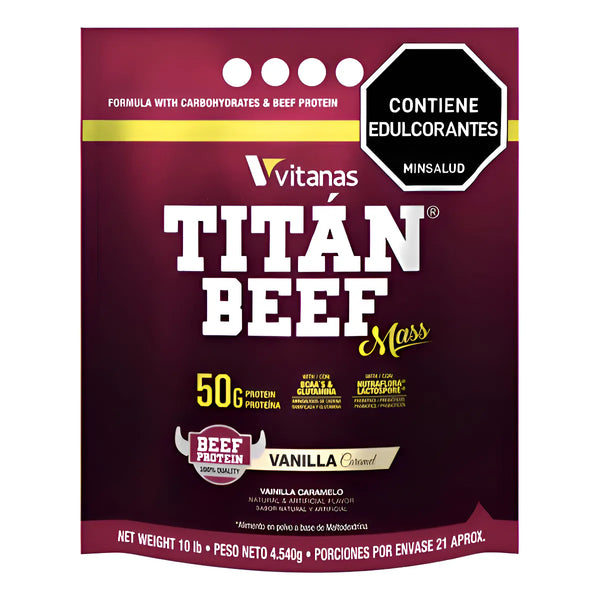 Proteina De Carne Titan Beef Mass 10lbs Vitanas Vainilla - Imagen 1
