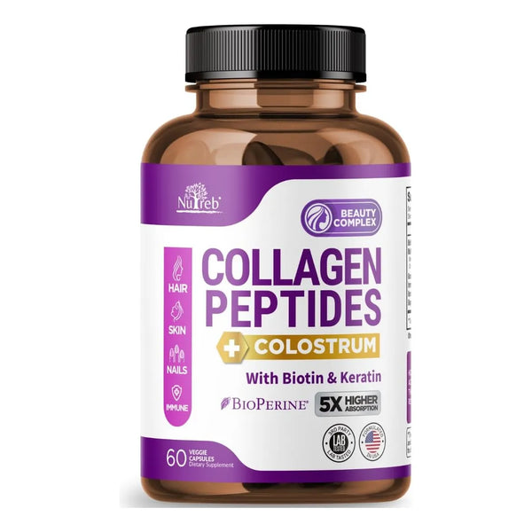 Cápsulas De Péptidos De Colágeno Con Calostro Biotina Y Quer - Imagen 1