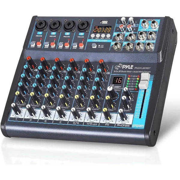 Mezclador De Audio Profesional Pyle 8 Canales USB Bluetooth Phantom Power