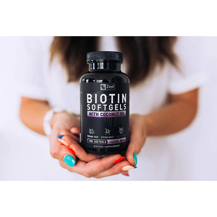 Biotina 10000 Mcg Con Aceite De Coco 180 Cápsulas Blandas Ca - Imagen 6