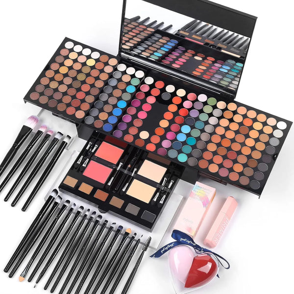 Kit Maquillaje Profesional 190 Colores Con Pinceles Y Espejo Regalo Perfecto