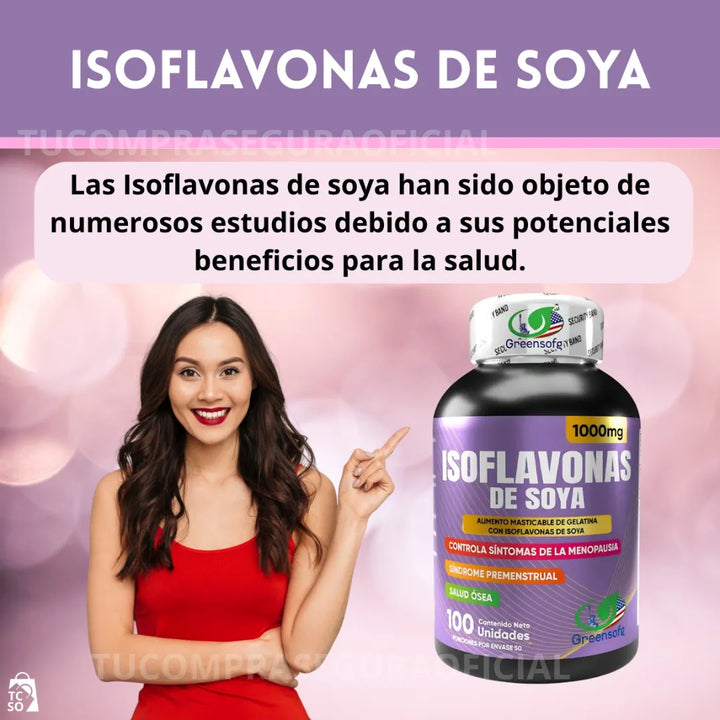 Isoflavonas De Soya Menopausia Síntomas Premenstruales Salud Ósea Hormonal Natural Mujer Original - Imagen 2