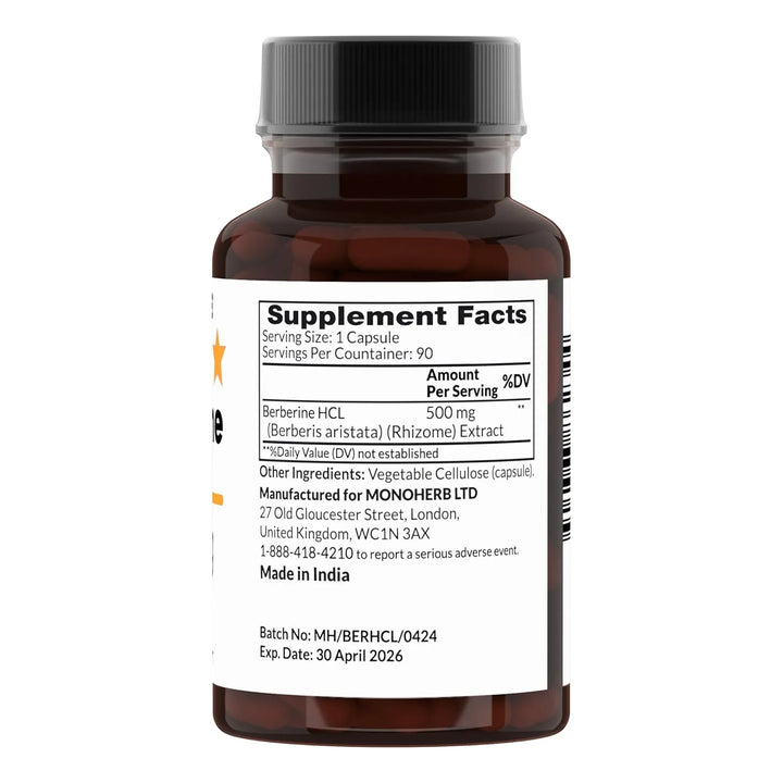 Berberina Hcl 500 Mg 90 Cápsulas Naturales - Imagen 2