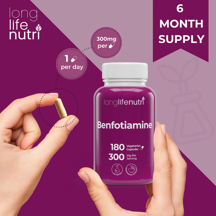 Benfotiamina 300 Mg 180 Cápsulas Vegetales Apoyo Nervios Cir - Imagen 5
