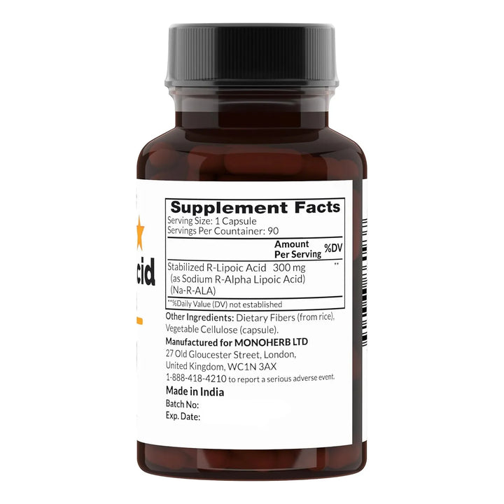 Ácido R-lipoico 300 Mg 90 Cápsulas Estabilizadas Suplemento - Imagen 2