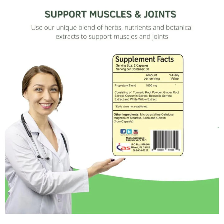Curcumina Natural 100% Con Jengibre Y Boswellia Serrata 60 C - Imagen 4