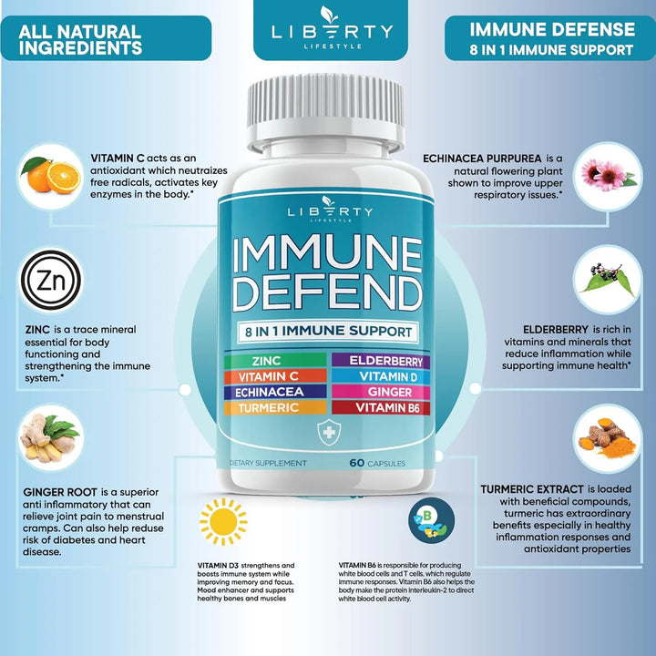 Cápsulas De Inmunidad 8 En 1 Con Equinácea Zinc 50 Mg Vitami - Imagen 10