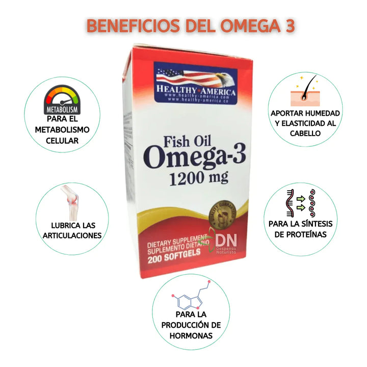 Omega 3 1200mg 200softgels Fish - Imagen 3