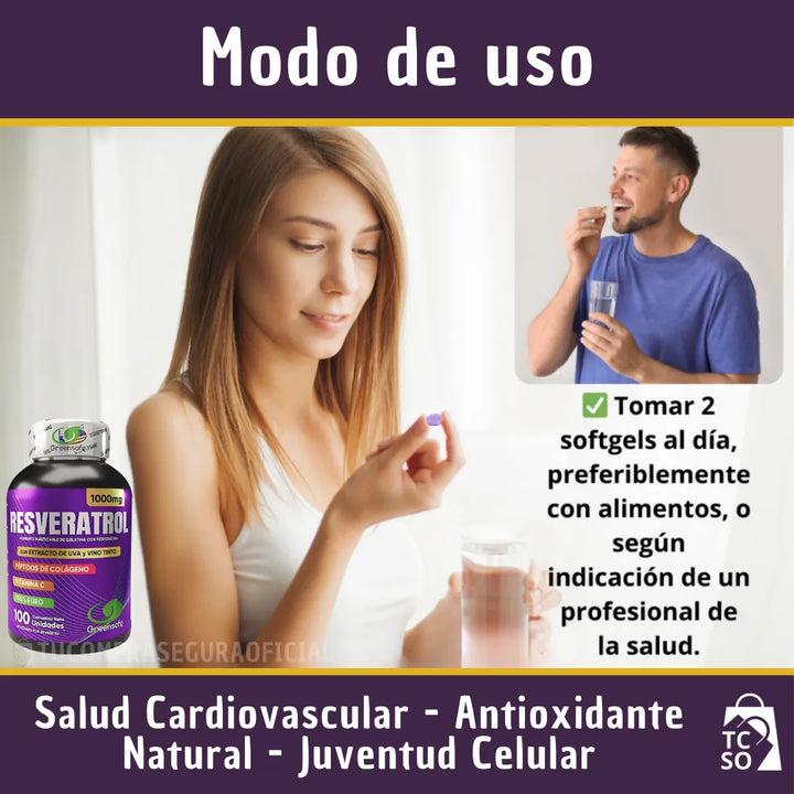 Resveratrol Americano Antioxidante Péptidos De Colágeno Vitamina C Y D Anti Edad Corazón Piel Salud Celular Natural - Imagen 8