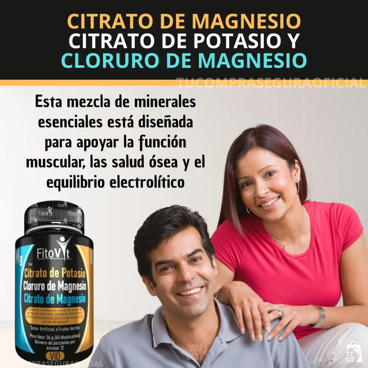 Citrato De Potasio Cloruro De Magnesio Y Citrato De Magnesio Original Fitovit Frutos Verdes - Imagen 2
