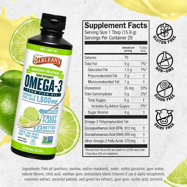 Aceite De Pescado Omega 3 1500 Mg Epa Y Dha Lima 1 Lb - Imagen 6