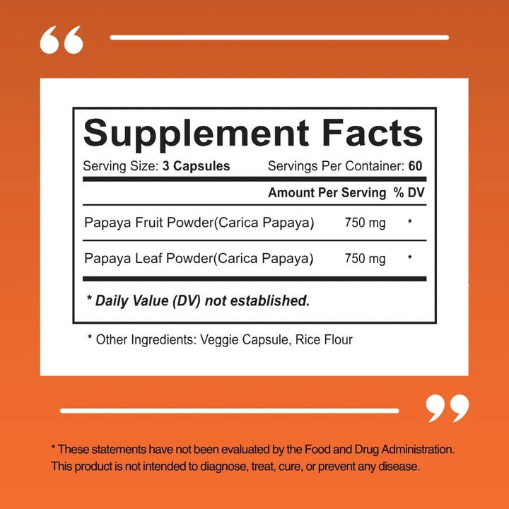 Cápsulas De Enzimas De Fruta De Papaya 1500 Mg Para Digestió - Imagen 5